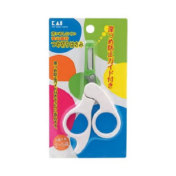 KAI 貝印 防護式嬰兒安全指甲剪  白色 + 綠色 + 銀色  1支