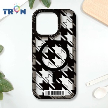 TRON IPHONE 16 PRO 虛實剪影千鳥紋 防摔 MAGSAFE 磁吸 太空載具殼 透黑 手機殼