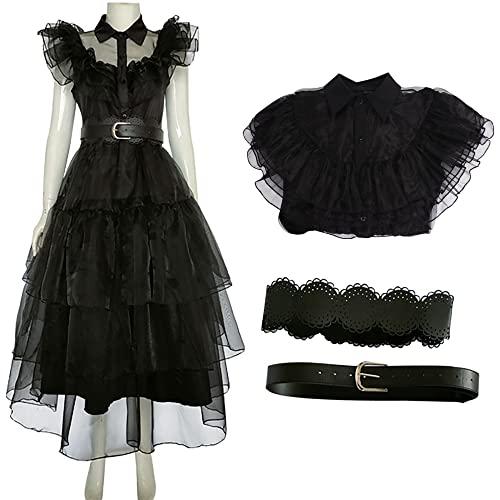 Girls Wednesday Addams Dress Costume Kids Wendy Cosplay Raven