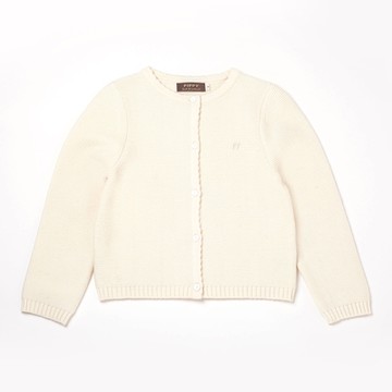 PIPPY 甜美圓領柔軟親膚無漂白線衫外套 米