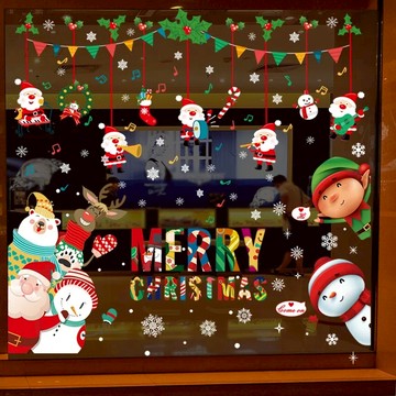 耶誕節牆貼雪花耶誕老人店鋪櫥窗玻璃貼紙門貼窗戶窗花貼畫