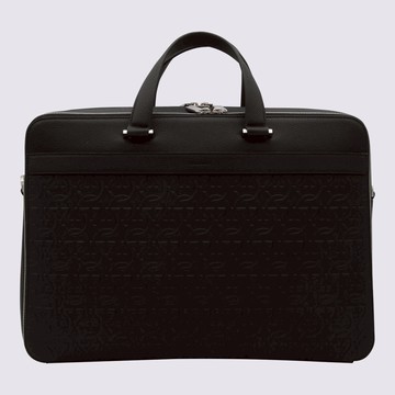 Salvatore Ferragamo Black Leather Business Gancini Top Handle Bag