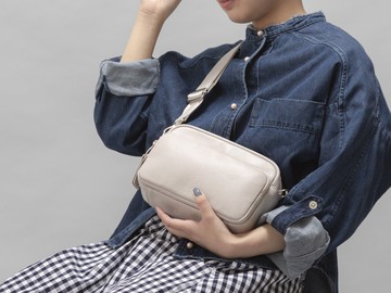 itten-itten / 真皮單肩包 暖卡其色 日本製 側肩包