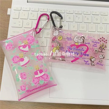 日系卡通印花茉莉兔史努比pvc果凍鑰匙包 零錢卡包小物收納包掛件