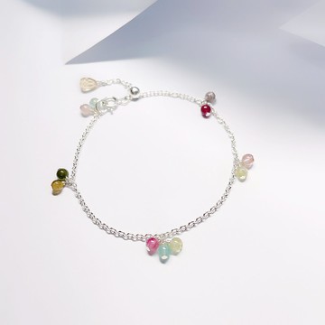 小果實_多色彩碧璽_可調式純銀手鍊