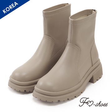 FM SHOES 防潑水厚底鋸齒工程靴 杏