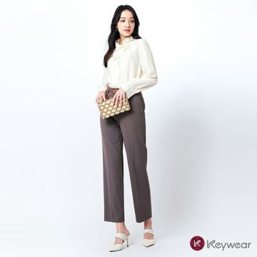 KeyWear奇威名品    純色直筒闊腿長褲-深灰色