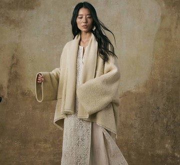 【鬆弛羊毛】新中式復古 廓形翻領/蕾絲花邊外套