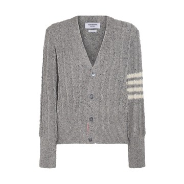 Thom Browne - Light Grey Wool And Mohair Blend 4-bar Cardigan