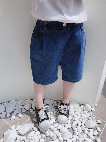 兒童夏季新款 男女童寶寶寬松牛仔短褲 中小童舒適休閑褲1入