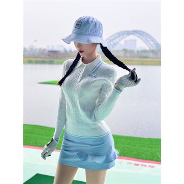 高爾夫新款套裝戶外運動休閑高彈力毛衣半裙春秋長袖修身半裙打球
