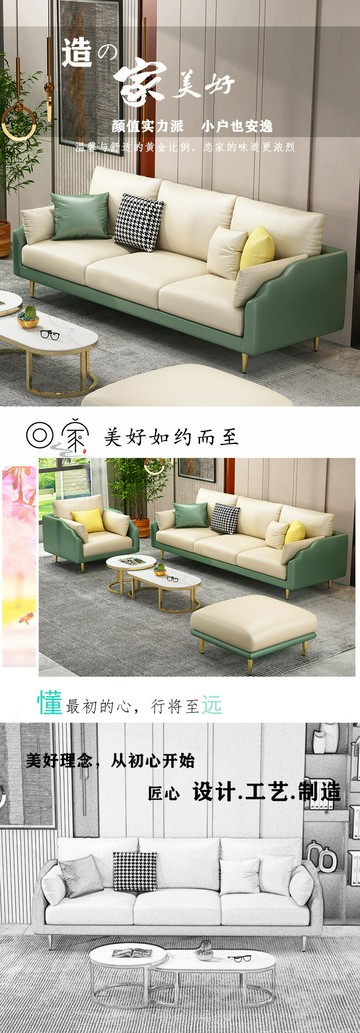 楓林宜居 定制輕奢科技布小戶型布藝沙發免洗雙人三人北歐客廳租房組合乳膠