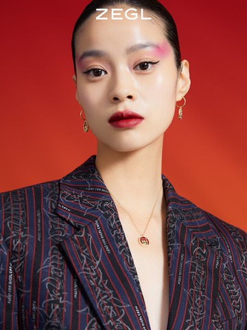 ZEGL設計師虎年本命年禮物幸運萌虎項鏈女紅色瑪瑙鎖骨毛衣鏈飾品