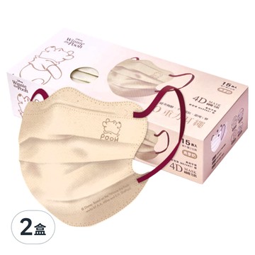 ONEDER 旺達 小熊維尼系列 蝴蝶美肌口罩  19 x 10cm  燕麥奶  15片  2盒