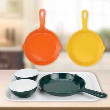 密胺仿瓷帶手柄麻辣香鍋拌飯餐具烤盤飯盤子塑料平底鍋手持炒面盤