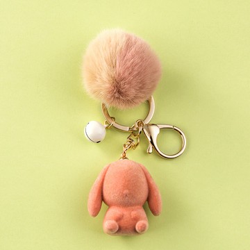 毛絨小兔鑰匙扣掛件創意個性汽車書包可愛男女情侶鏈圈環包包掛飾