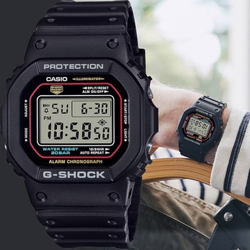 CASIO 卡西歐 G-SHOCK 經典配色方形電子錶 學生錶 1212購物節 送禮推薦 DW-5600RL-1