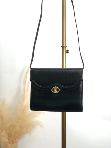 【 日本直送 名牌中古包 】CELINE  સリーヌ 側背包 黑色 標誌 皮革 vintage 古董 zfryrd