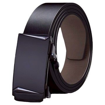 本革職人 真皮男仕休閒百搭精選系列 立體斜角款薄型免鑽孔伸縮自動扣皮帶  115cm  白金色