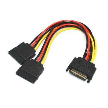 Sata公-2個sata母電源線 15cm  導體純銅材質18wag 電源分接專用線