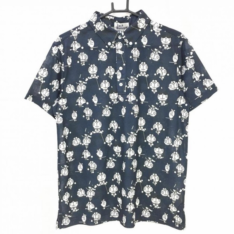 超美品】ジャックバニー×ドラえもん 半袖ポロシャツ ネイビー×白