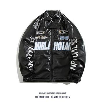 美式hiphop皮衣外套男女春秋潮牌飛行員機車服痞帥刺繡工裝夾克衫