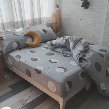 二層紗 時空月球 單人床包＋兩用被三件組 觸感親膚柔軟 台灣製 棉床本舖