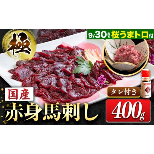 ふるさと納税 熊本県 御船町  国産赤身馬刺し 約400g タレ付き 千興ファーム 冷凍 今だけ 桜うまトロ付き《60日以内に順次出荷(土日祝除く)》熊本県 御船町 新…