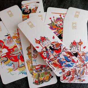 吉祥門神木版畫收藏卡紙書簽創意古典書簽10張每套教師節禮品文具