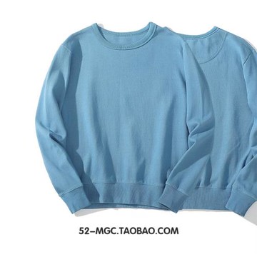 阿美咔嘰indigo sweat藍染衛衣重磅全棉日系復古外套圓領男女衛衣