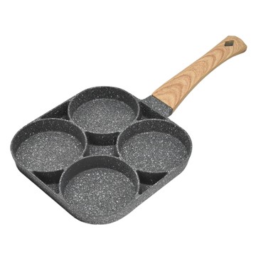 麥飯石多孔不沾鍋 木柄 不挑爐灶 加厚鍋身 可視控溫  18.5cm  1個