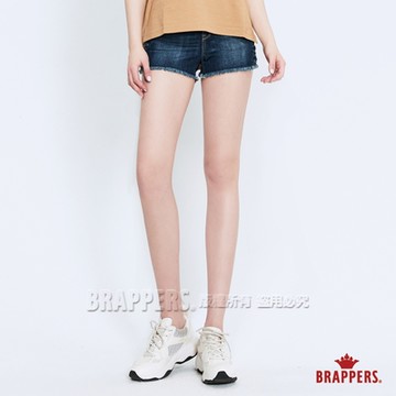 BRAPPERS 女款 Boy friend系列-編繩褲口不收邊短褲-深藍