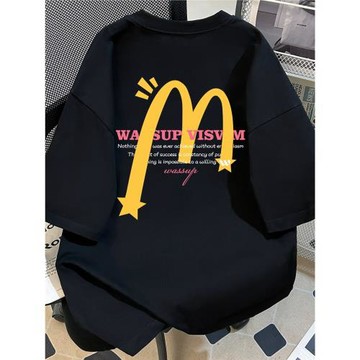 WASSUP美式潮牌星星印花重磅短袖夏季寬松休閑t恤男女生圓領體恤