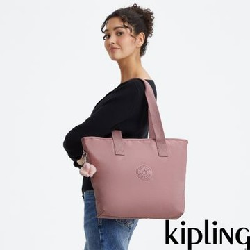 Kipling 柔霧粉大容量印花托特包-ANINA