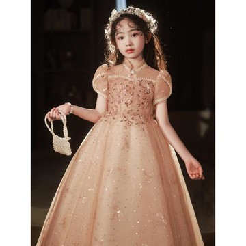 女童禮服輕奢小眾高端公主裙兒童走秀主持人花童小女孩鋼琴演出服