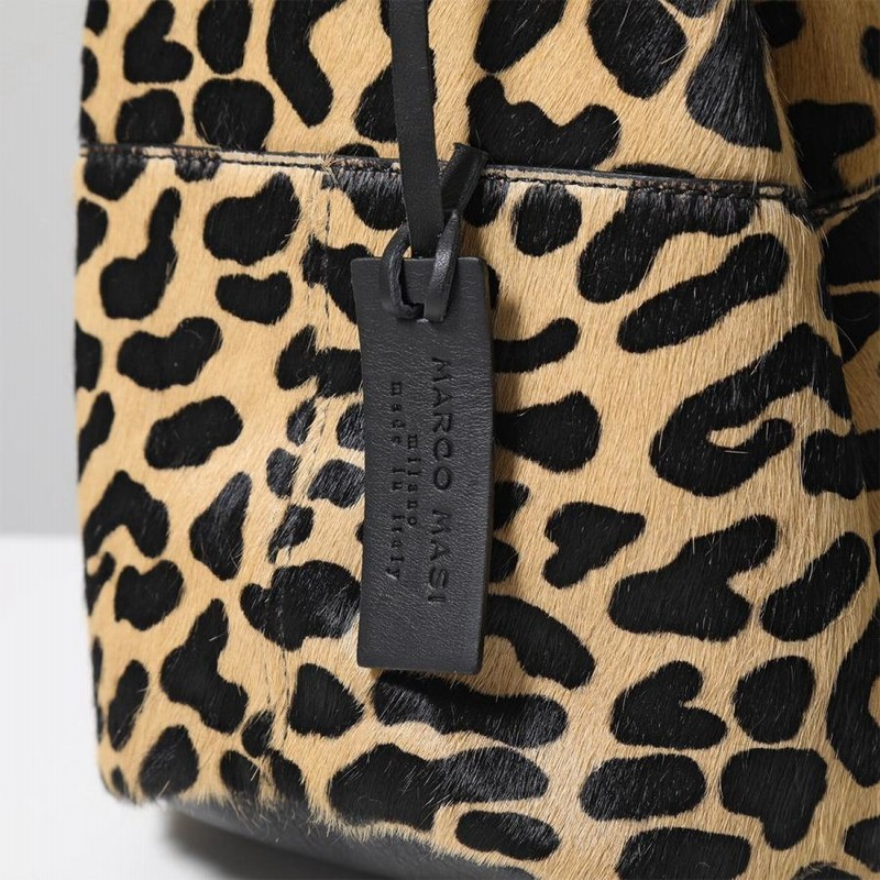 MARCO MASI マルコマージ ハラコ 巾着バッグ レオパード ハンドバッグ