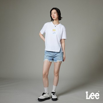 Lee 女款 301 下擺抽鬚 刷破 牛仔短褲 淺藍洗水 | MODERN