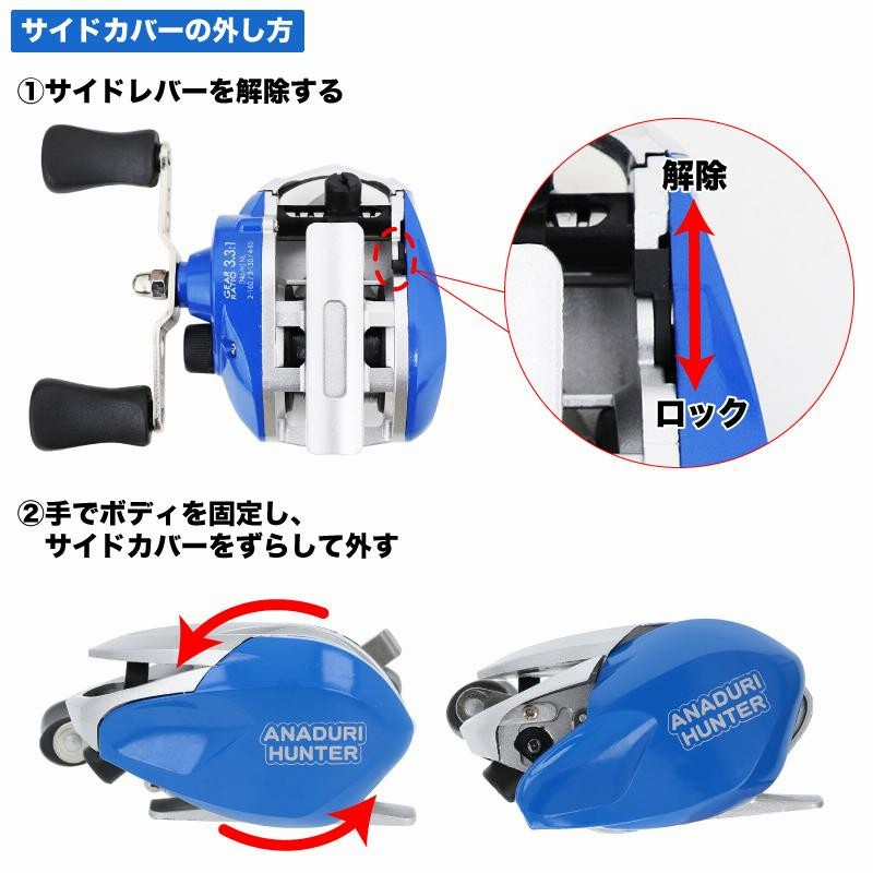 スマイルシップ 穴釣り セット 90cm ブルー テトラ竿 ベイト