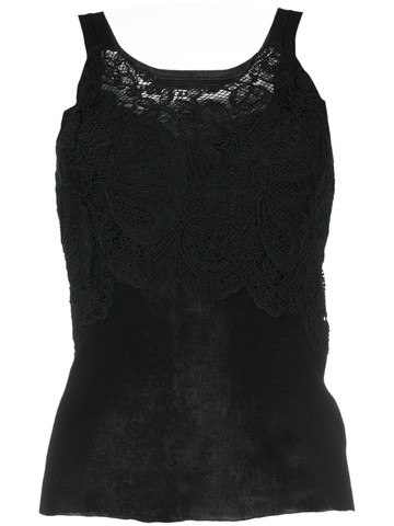 Ermanno Scervino - lace overlay sleeveless top - women - Cotton - 38 - Black