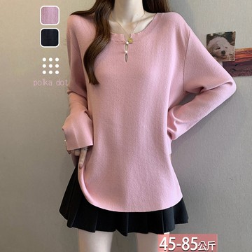 針織釘珠鏤空圓領上衣(2色) XL-4XL【316375X】【現+預】☆流行前線☆