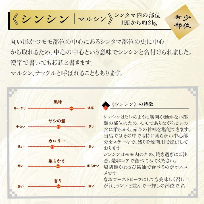 仙台牛 モモ肉シンシン ステーキ 約200g A5等級黒毛和牛 シンタマの希少部位しんしん 中心部分をステーキカット