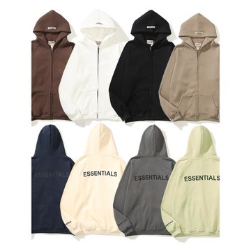 FOG復線拉鏈連帽衛衣男女ESSENTIALS高街寬松潮流情侶毛圈外套男