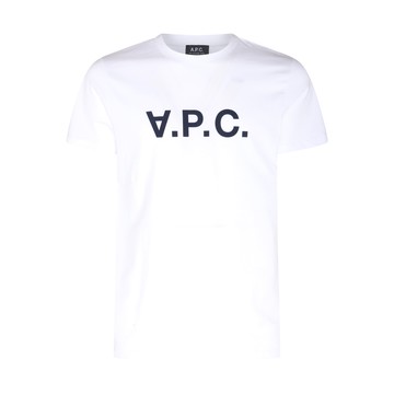 A.p.c. - White And Dark Navy Cotton Logo T-shirt