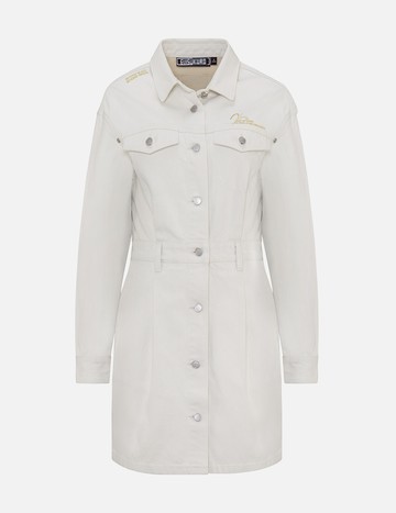 Slashed Seagull Embroidered Denim Dungaree Dress