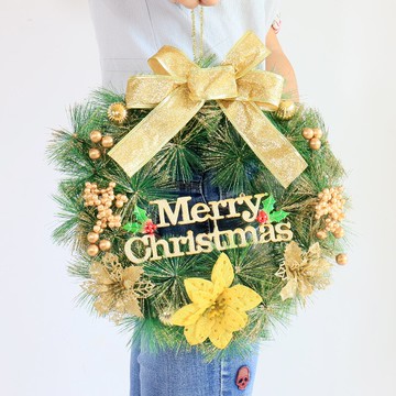 圣誕節裝飾品花環藤圈酒店商場墻壁掛飾圣誕樹櫥窗美陳場景新品