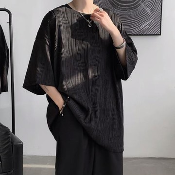 冰絲短袖t恤男士夏季oversize寬松大碼體恤潮牌潮流速干半袖上衣