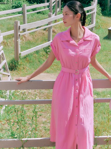 Shirt-style Cancan Maxi One-piece Dress (AQ2WO680)