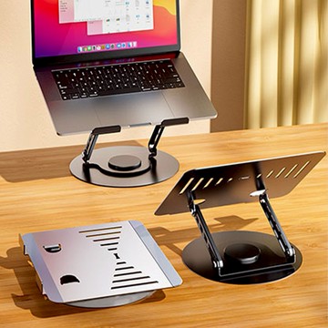 【蝦米良品】升級360度旋轉！倍魔 筆記型電腦/iPadl支架 Macbook 平板升高散熱便攜支架 機械式轉盤 防掉落