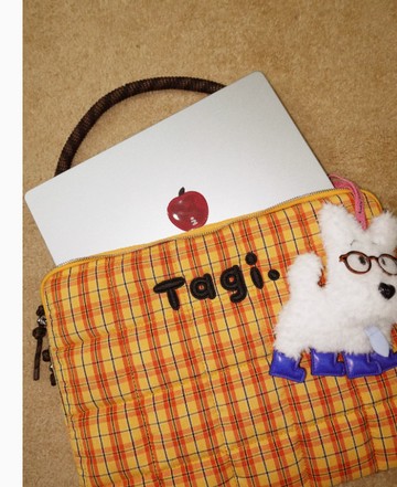 編織小枕頭刺繡手提日常休閒單肩防摔防震電腦包筆電包