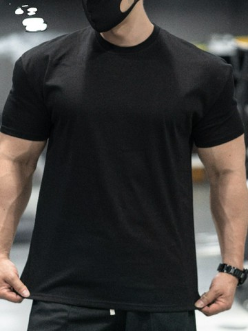 【台灣公司 超低價】運動短袖男T恤純棉色圓領墊肩小袖口健身訓練吸汗顯身材體恤上衣